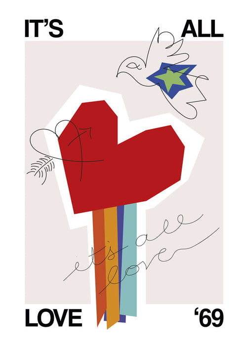 Illustratie hart retro 69