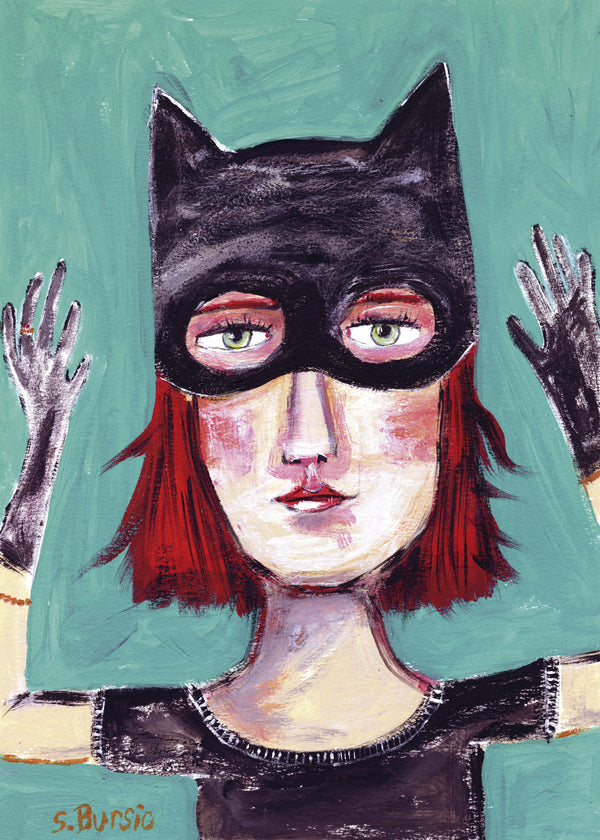 Geïllustreerd portret van kattenvrouw