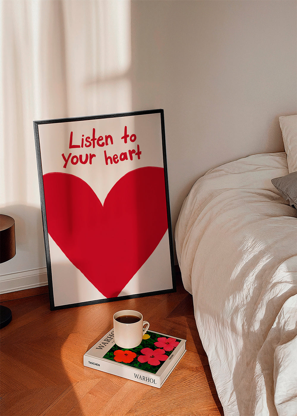 Illustratie rood hart met quote
