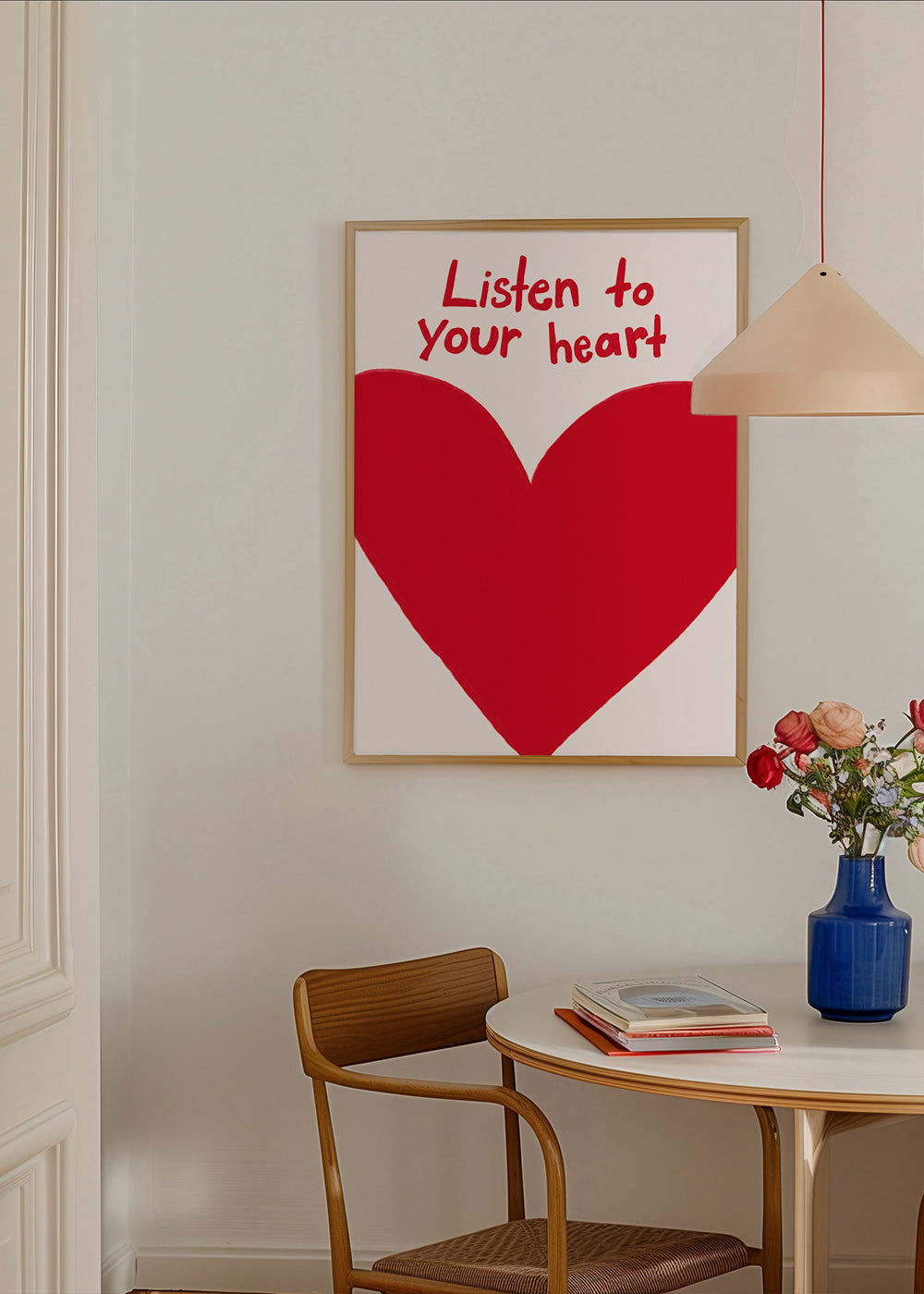 Illustratie rood hart met quote