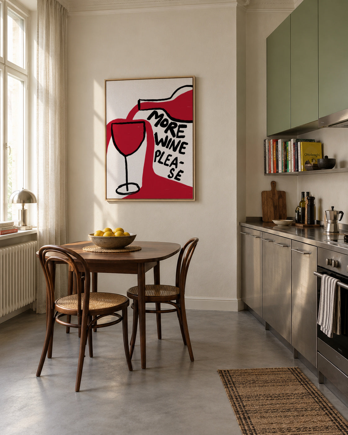 More Wine Please - Framed canvas in an interior