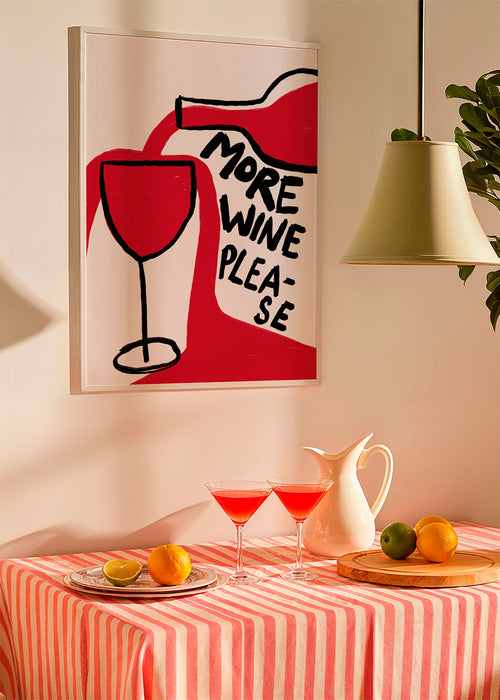 Keuken kunst More Wine Please grafische illustratie