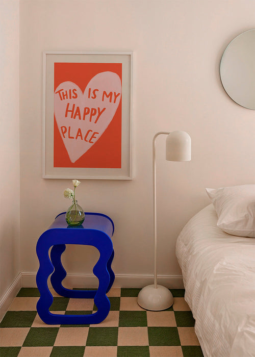 Hart illustratie 'Happy Place' op koraal achtergrond