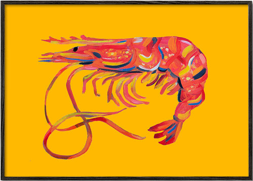 Keuken kunst garnalenillustratie op geel