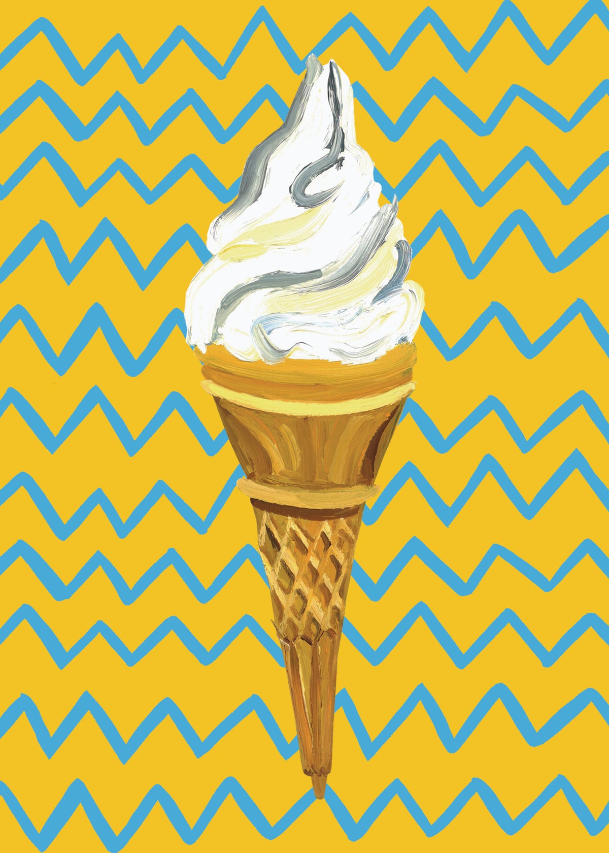 Ice Cream Yellow Zigzag - Unframed art print