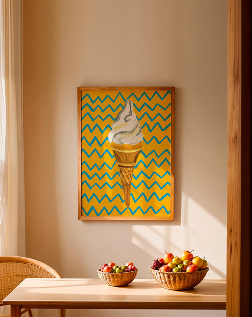Keuken kunst met ijsje op geel zigzag