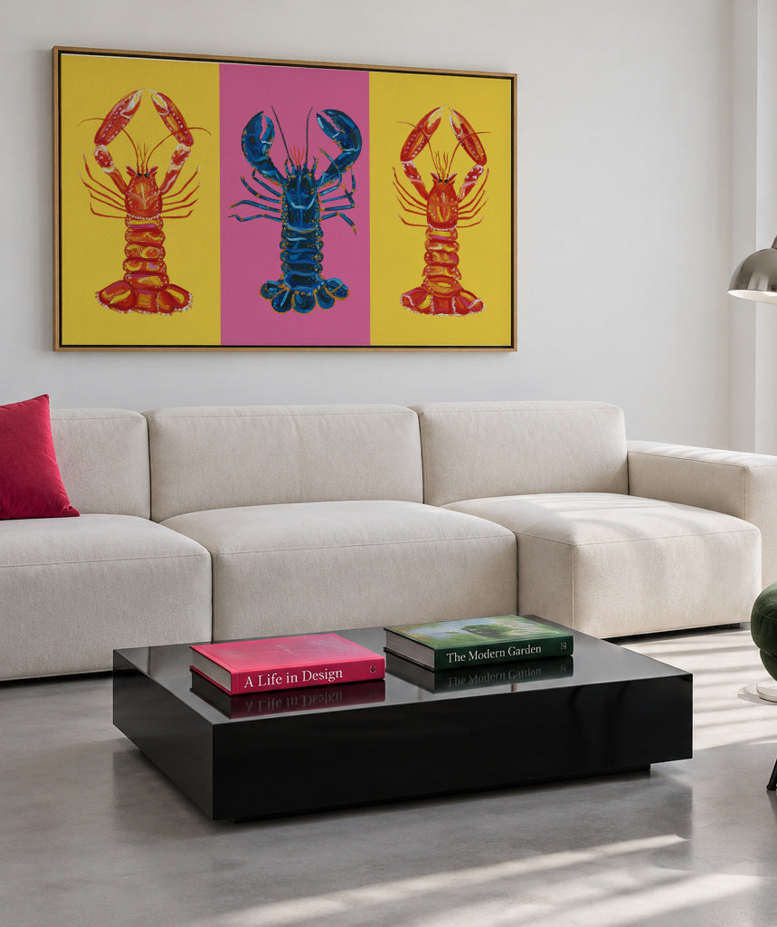 Lobster Langoustines Pop Art 2 - Framed canvas in an interior