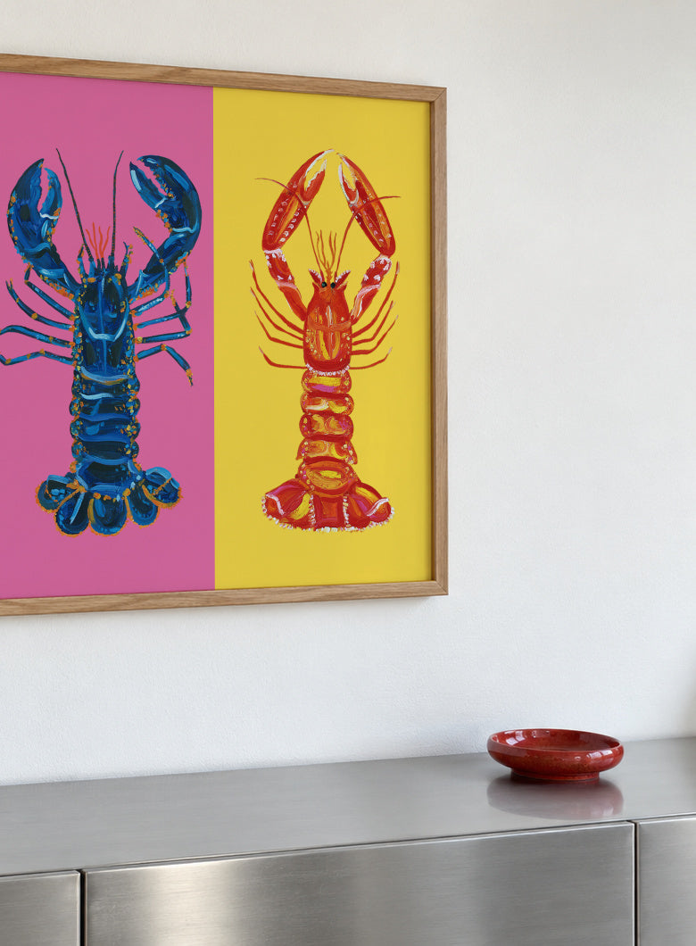 Lobster Langoustines Pop Art 2 - Framed poster detail