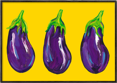 Keuken kunst met geïllustreerde aubergines