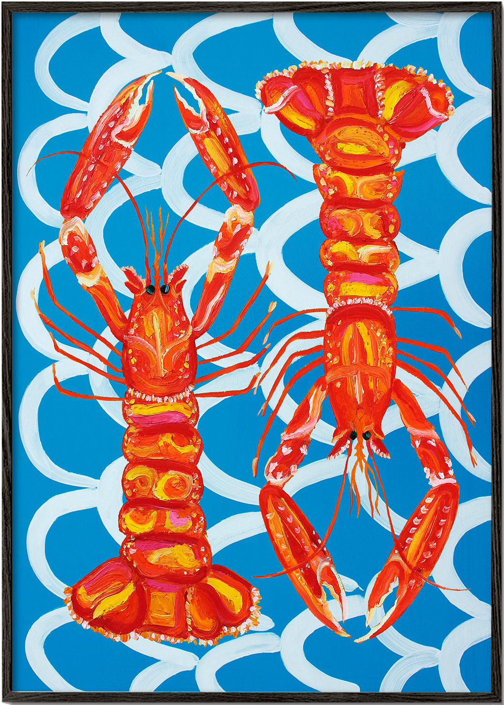 Keuken kunst: langoustines op blauw