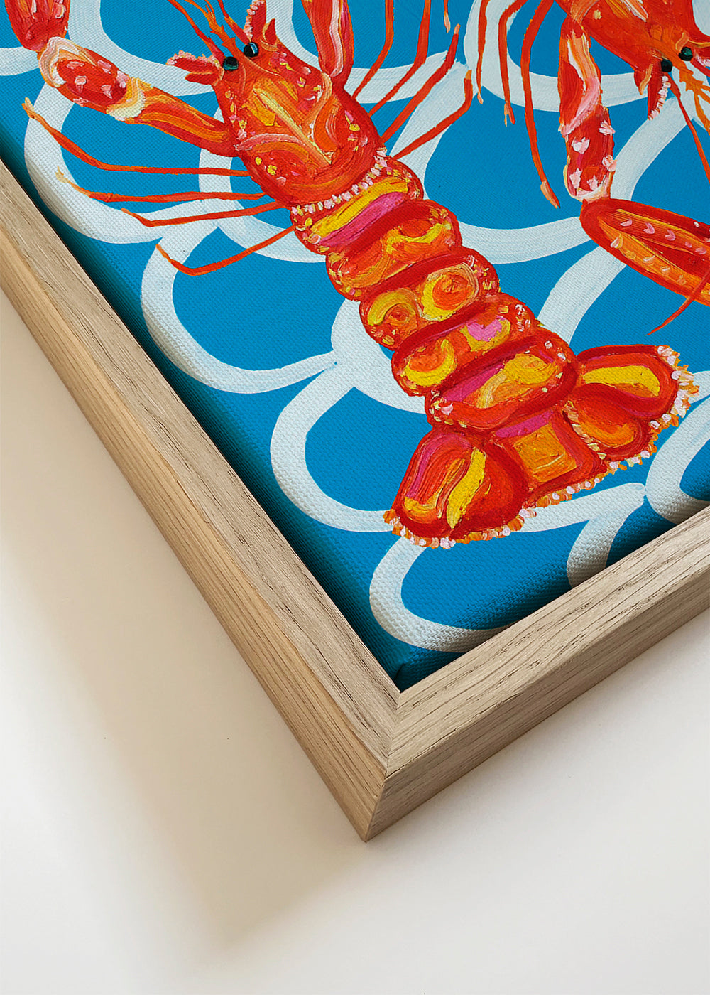 Keuken kunst: langoustines op blauw