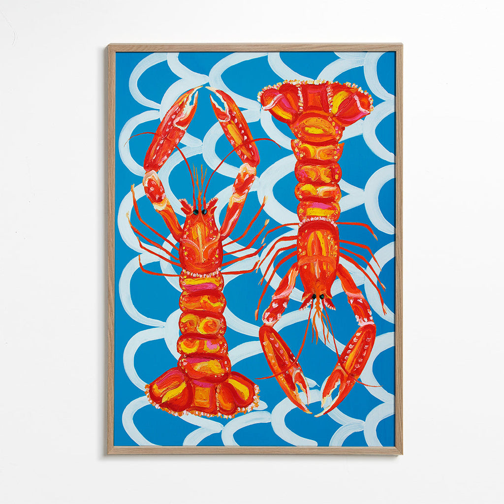 Keuken kunst: langoustines op blauw
