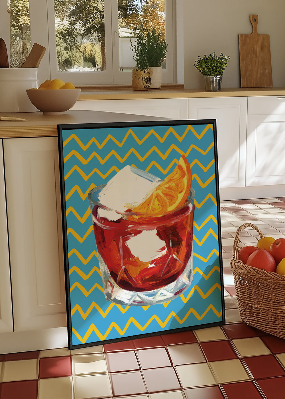 Negroni Blue - Framed poster in an interior