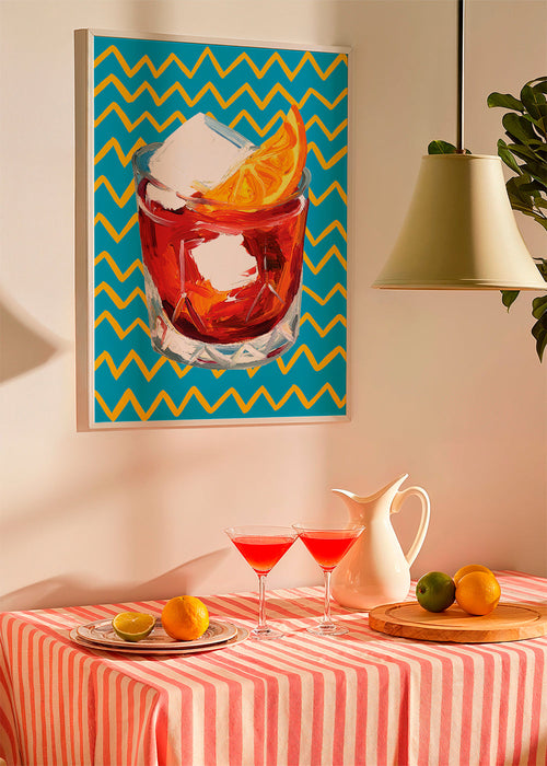 Keuken kunst Negroni illustratie in glas