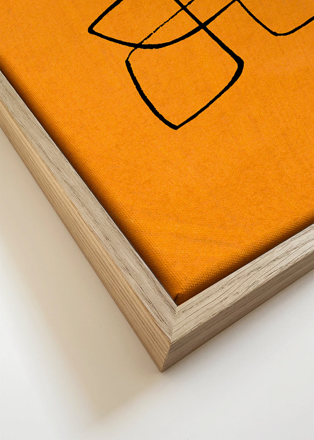 Abstracte poster zwarte lijn op oranje vlak