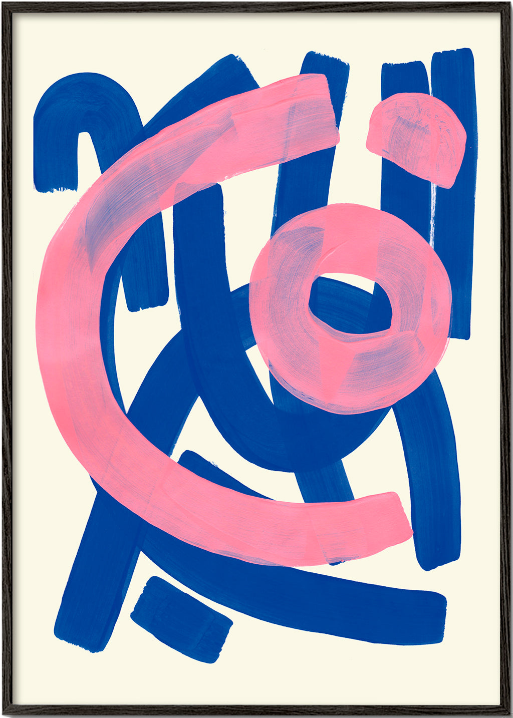 Abstract kunstwerk in blauw en roze