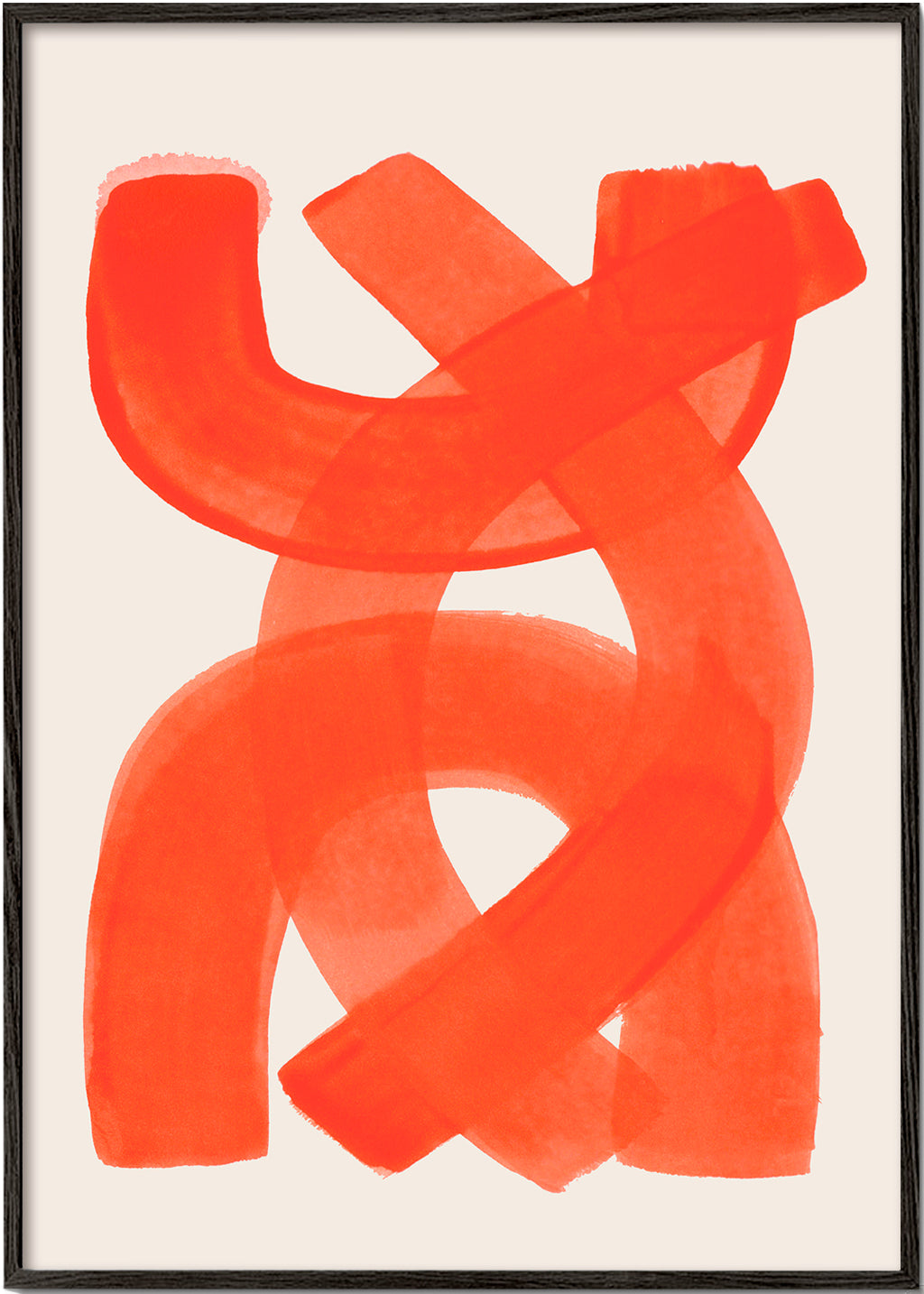 Abstract kunstwerk met oranje penseelstreken