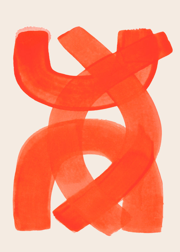 Abstract kunstwerk met oranje penseelstreken