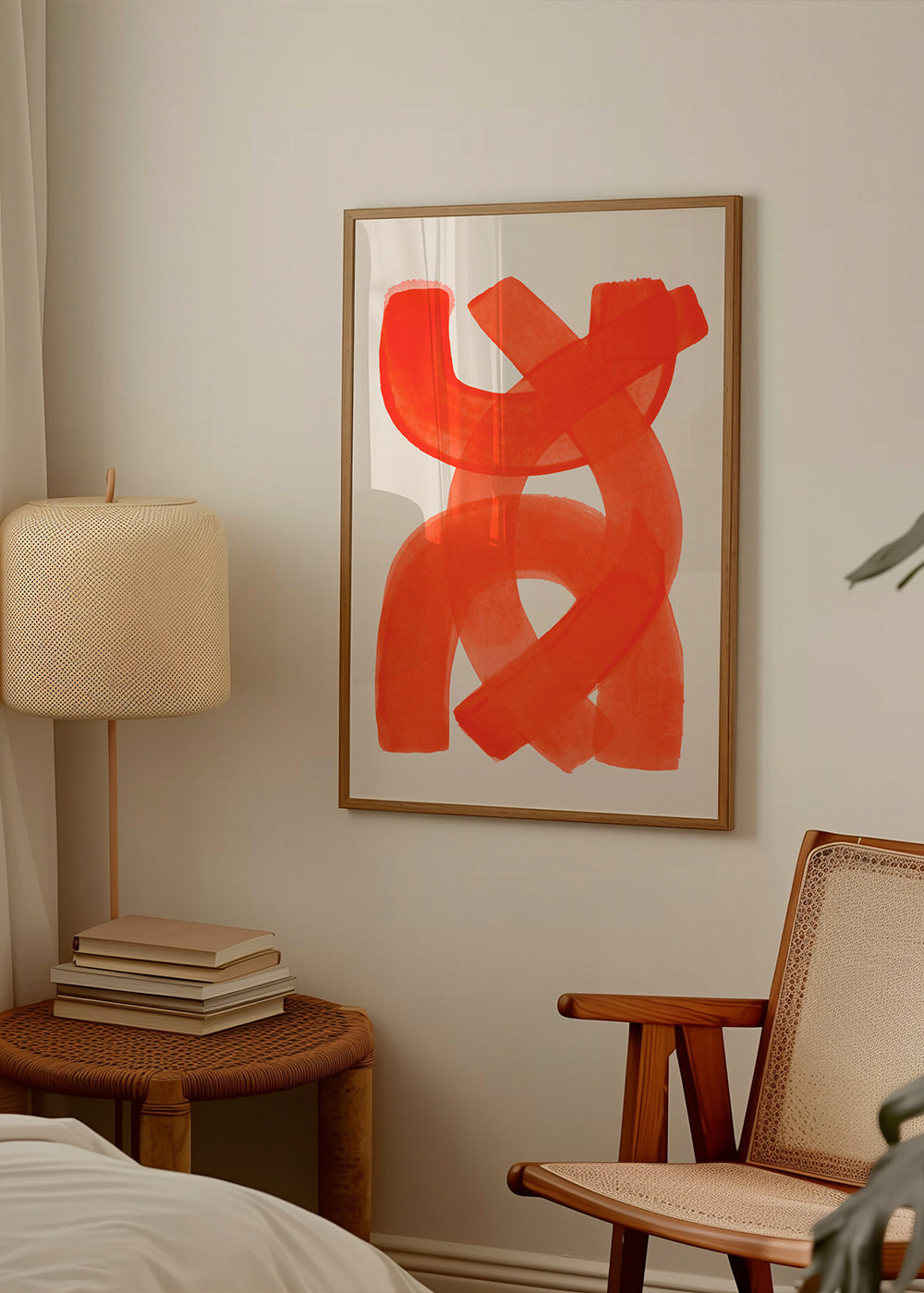 Abstract kunstwerk met oranje penseelstreken