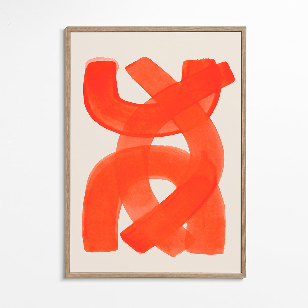 Abstract kunstwerk met oranje penseelstreken