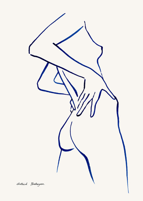 Lineaire vrouwelijke figuur in blauw