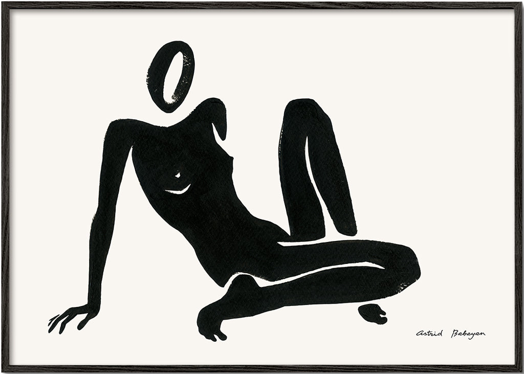 Zwart-wit kunst: liggende figuur