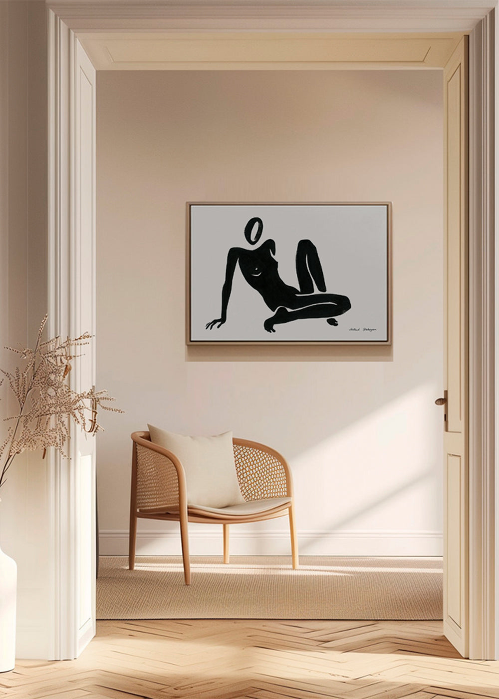Zwart-wit kunst: liggende figuur