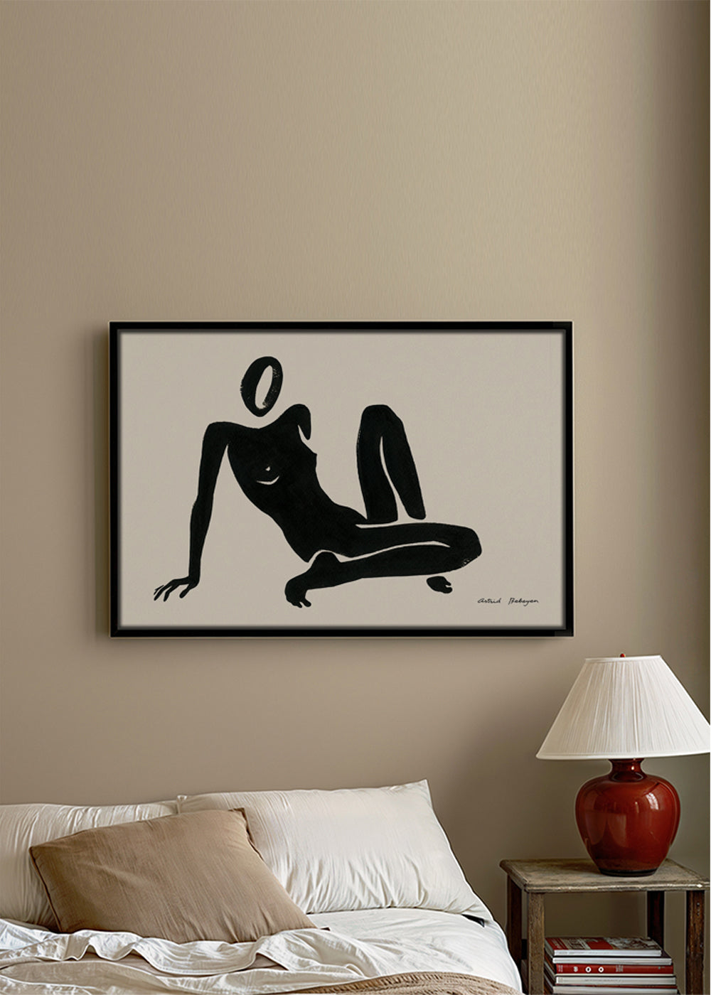 Zwart-wit kunst: liggende figuur