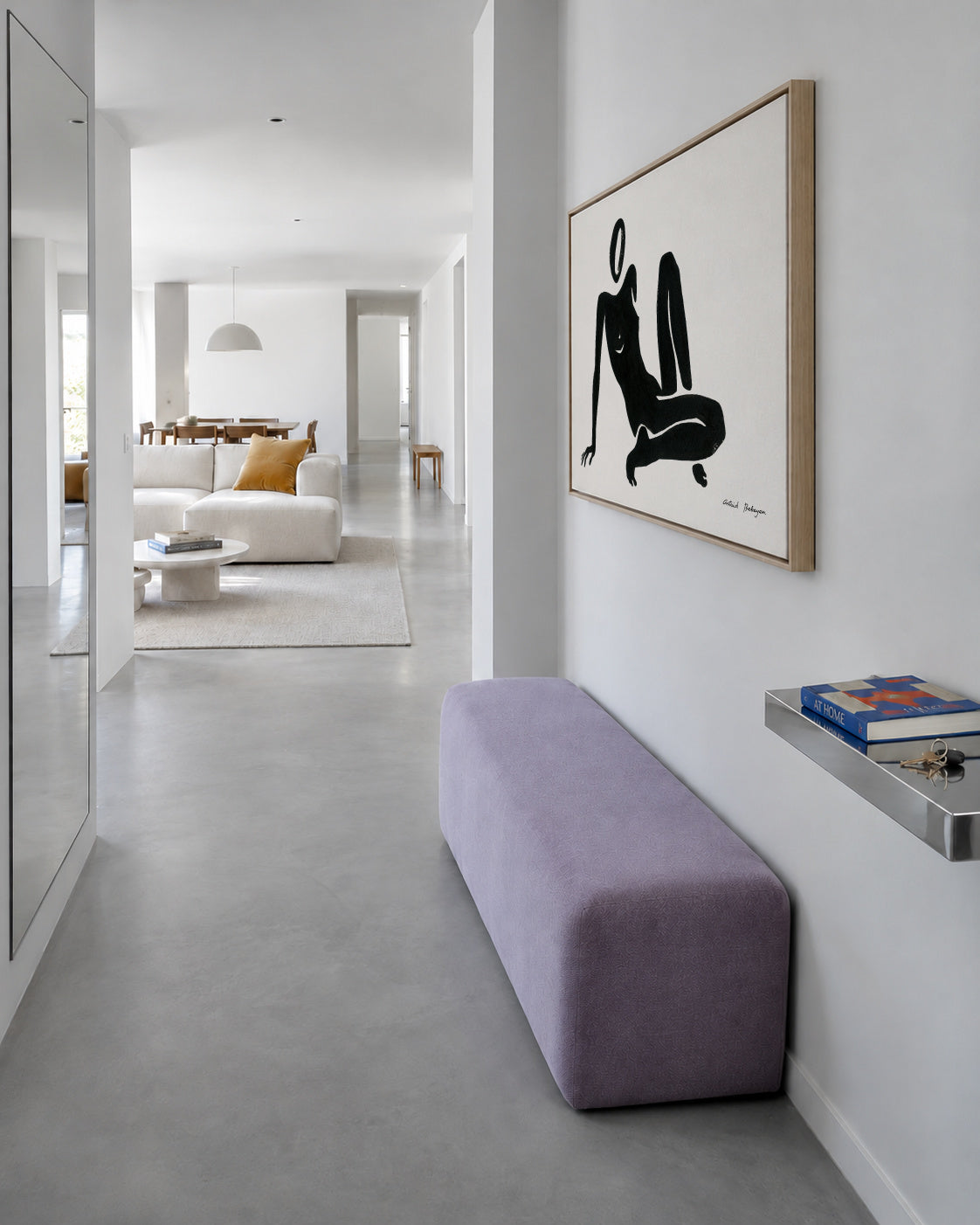 Black figure #3 - Framed canvas in an interior