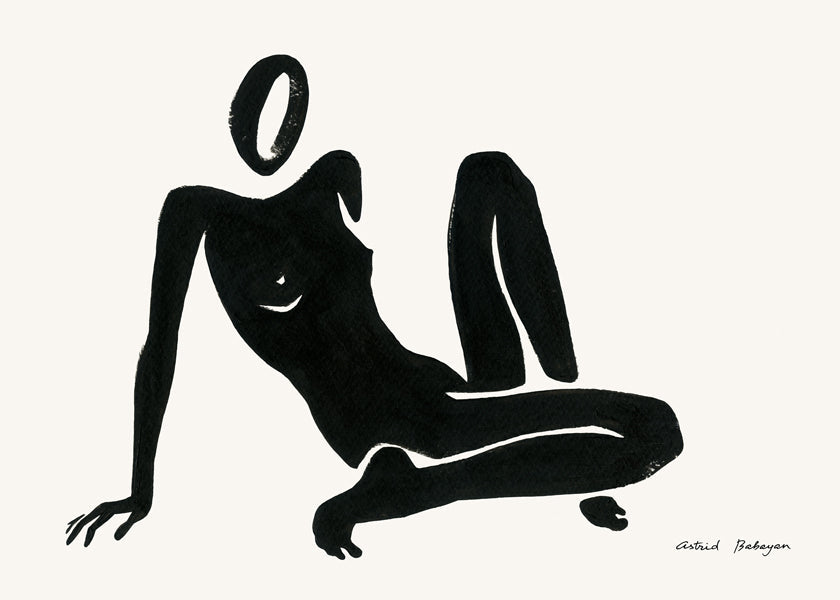 Zwart-wit kunst: liggende figuur