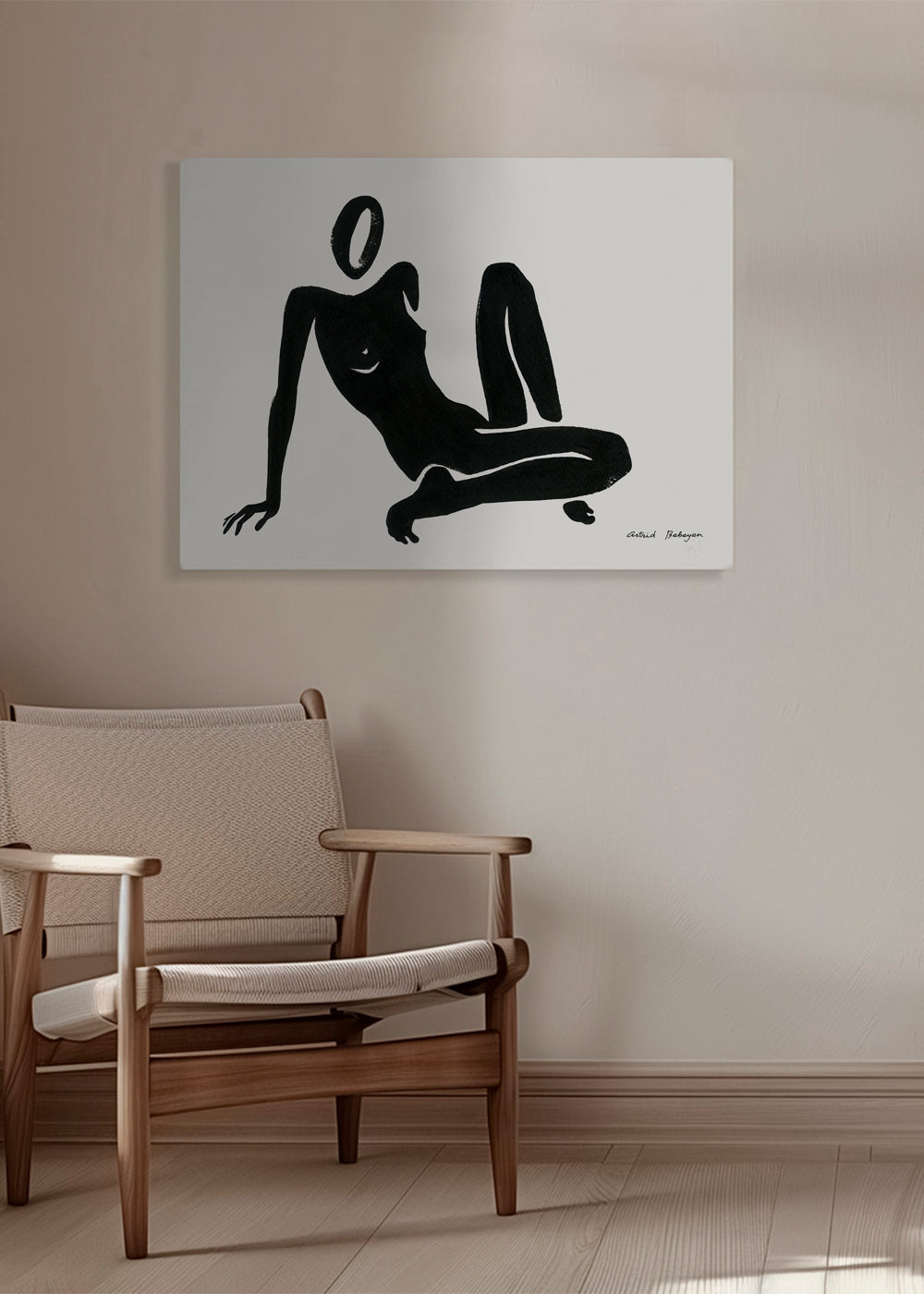 Zwart-wit kunst: liggende figuur