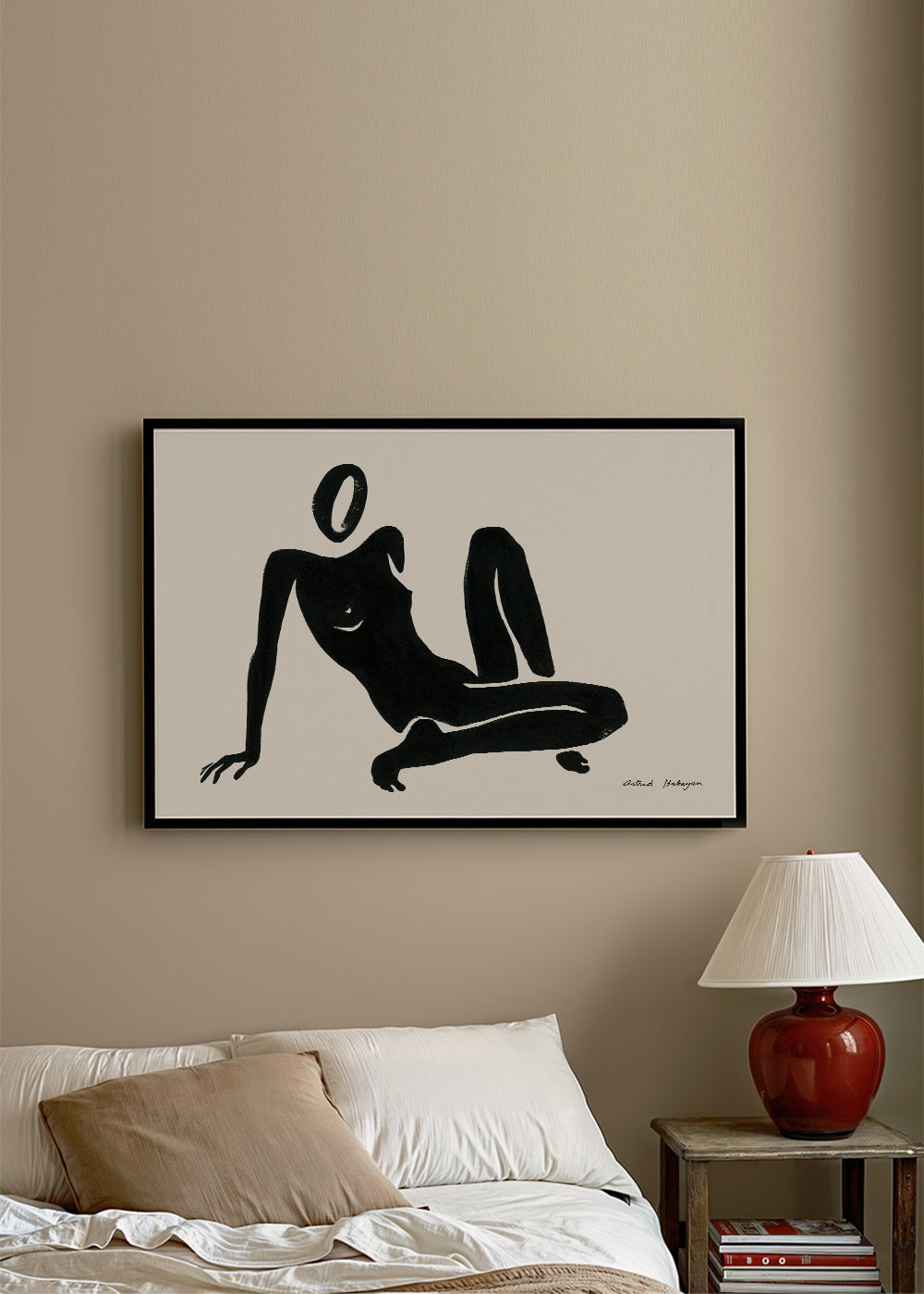 Zwart-wit kunst: liggende figuur