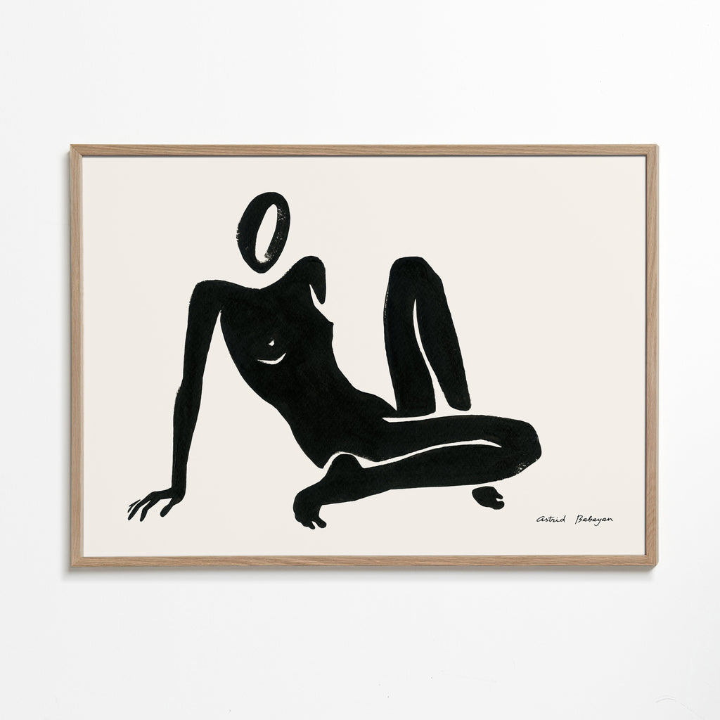 Zwart-wit kunst: liggende figuur