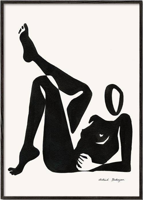 Zwart-wit kunst: studie van liggend figuur