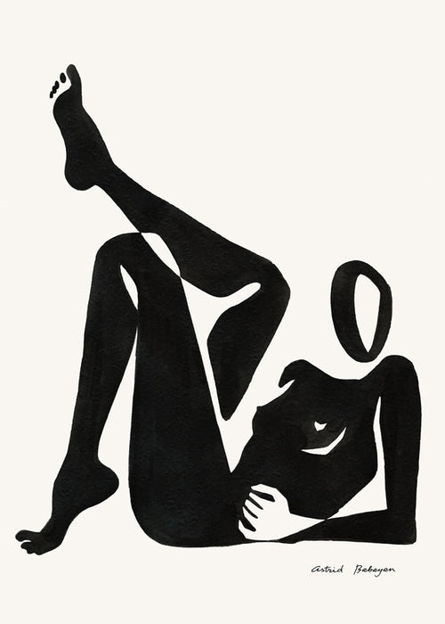 Zwart-wit kunst: studie van liggend figuur