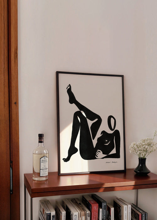 Zwart-wit kunst: studie van liggend figuur