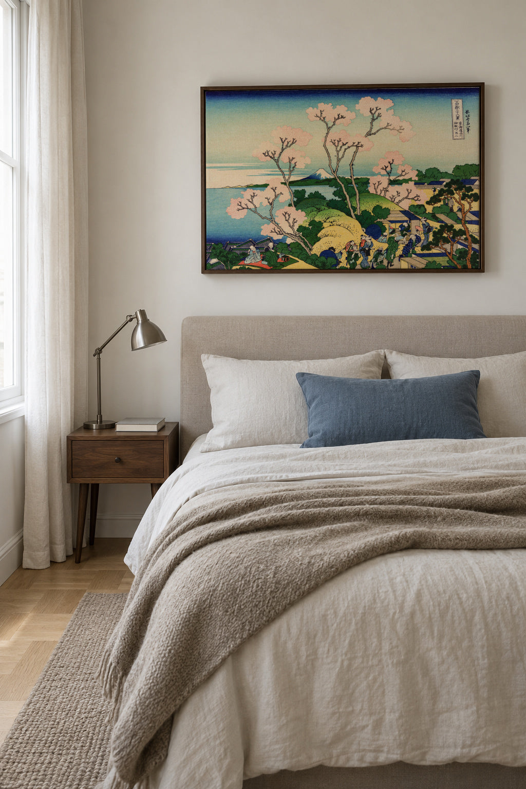 Fuji from Goten Yama - Katsushika Hokusai - Framed canvas in an interior