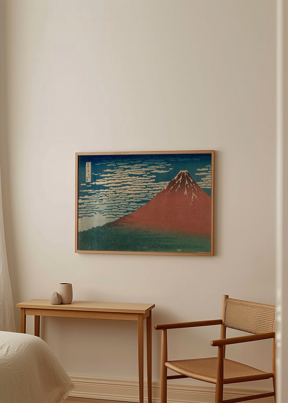 Red Fuji - Katsushika Hokusai - Framed poster in an interior
