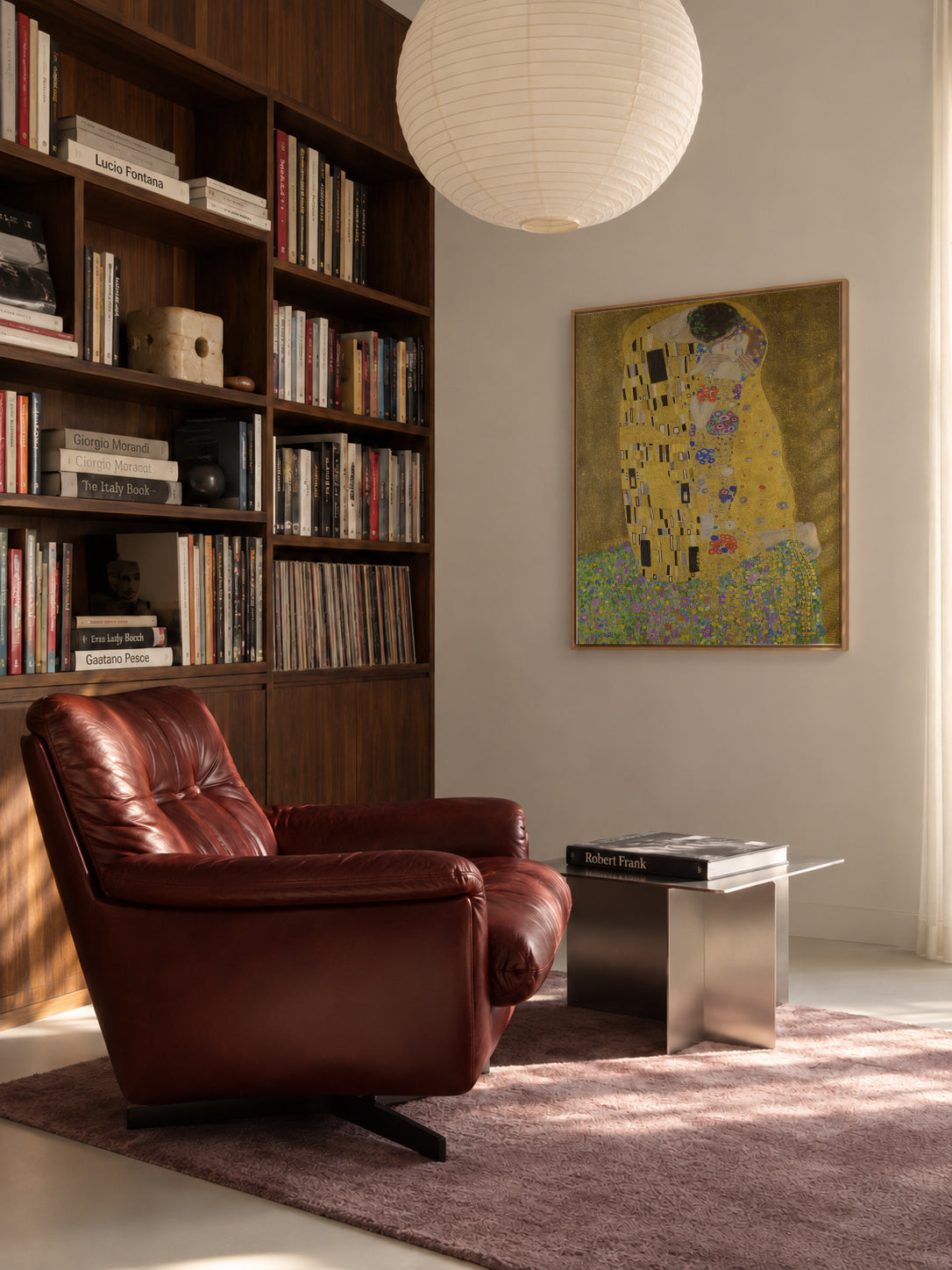 The Kiss - Gustav Klimt - Framed canvas in an interior