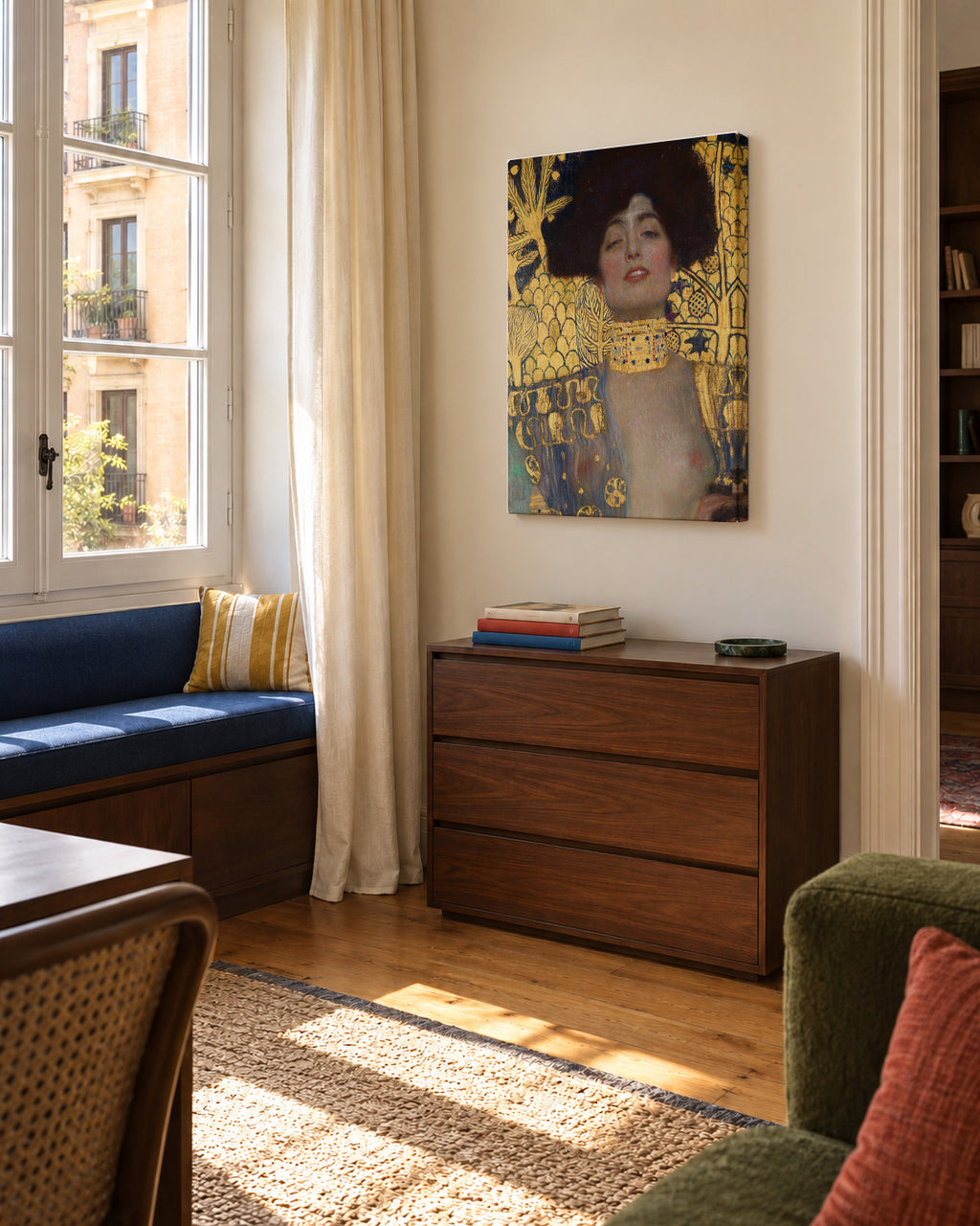 Judith I - Gustav Klimt - Unframed canvas in an interior