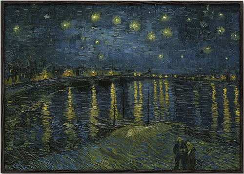 Landschap nacht kunst met sterrenlucht en rivierreflecties