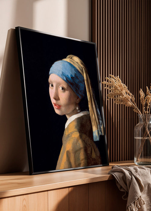 Vintage print portret met blauwe tulband