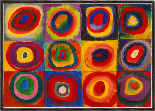Geometrische kunst met concentrische kleurencirkels