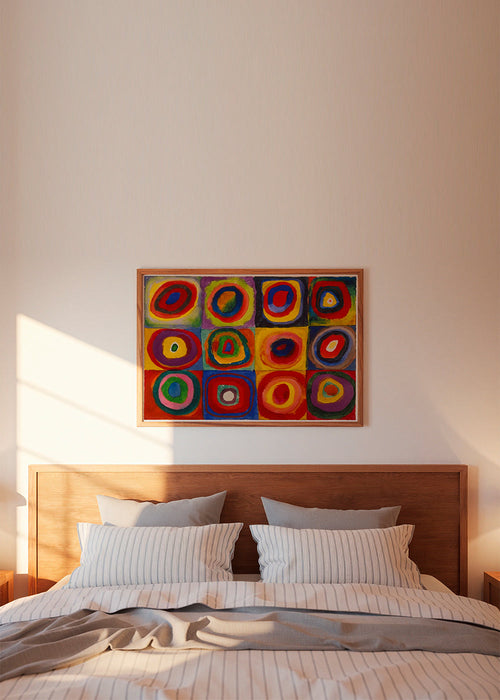 Geometrische kunst met concentrische kleurencirkels