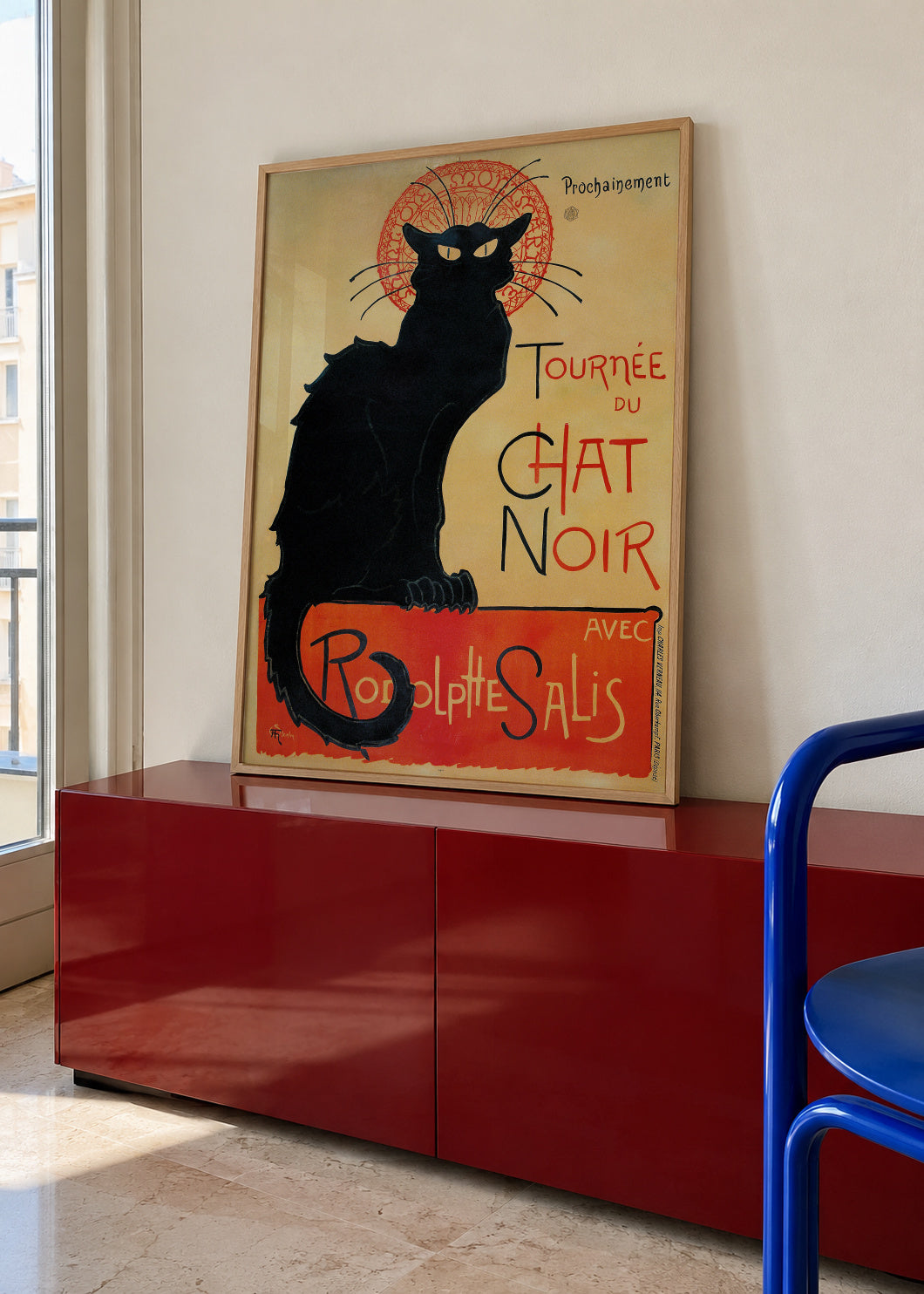 Le Chat Noir - Théophile Alexandre Steinlen - Framed poster in an interior