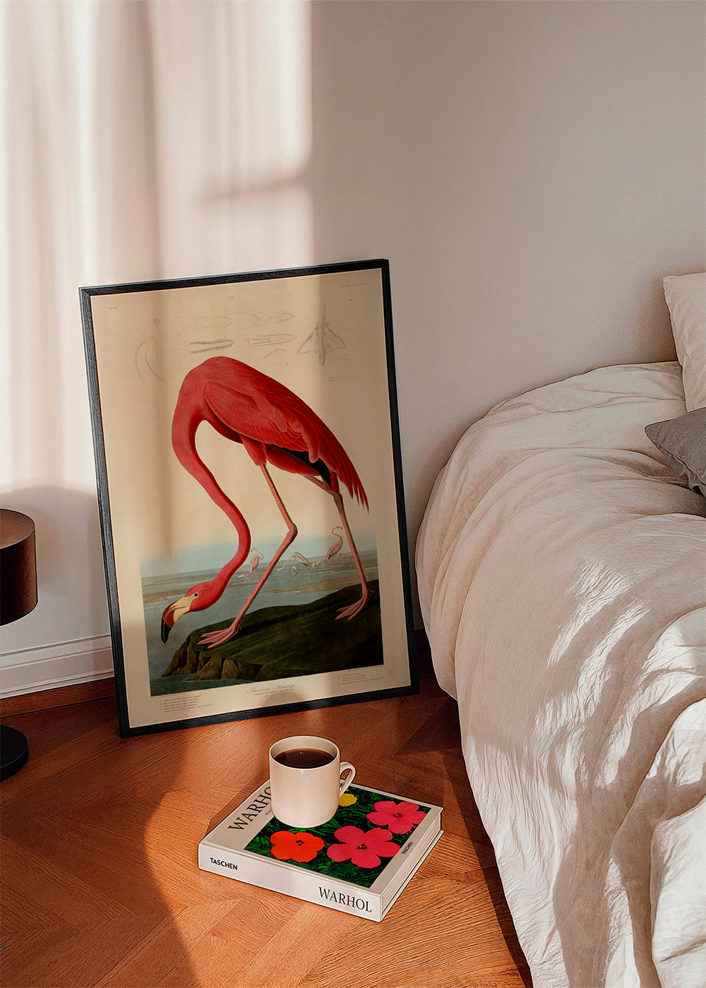 Kunstwerk flamingo Audubon stijl