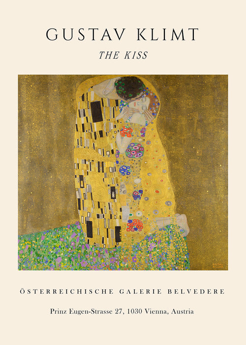 Vintage poster 'The Kiss' van Klimt in goud