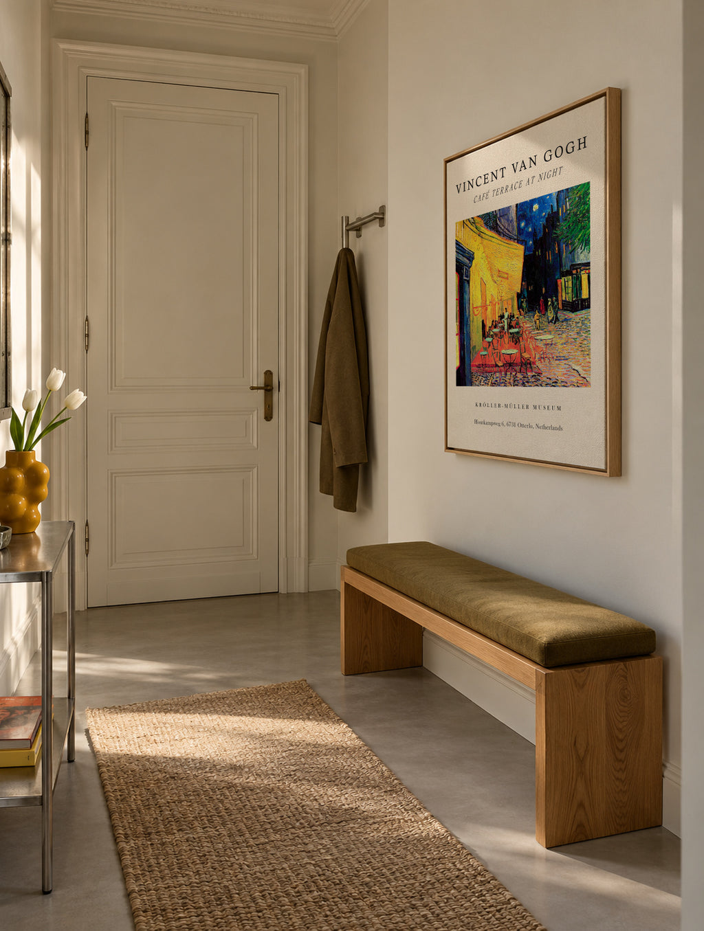 Café Terrace at Night Exhibition - Van Gogh - Framed canvas in an interior