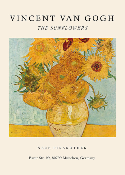 Botanische poster: Zonnebloemen in gele vaas