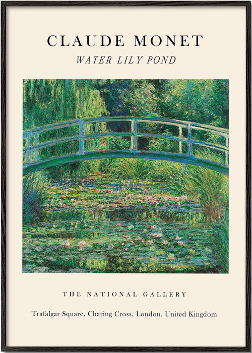 Botanische poster: Waterlily vijver en brug